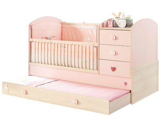 Baby Girl convertible baby bed with parent bed