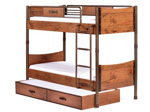 Pirate Bunk Bed & Pull-out Bed 90x200/90x190cm